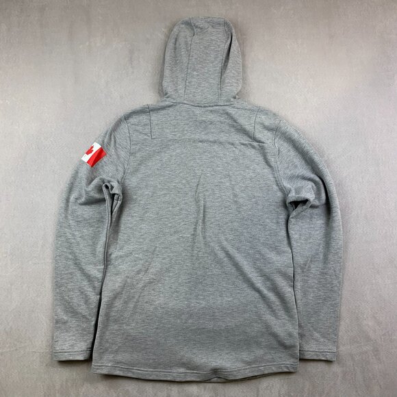 Under Armour Mens Sweater Medium Gray Hoodie Long Sleeve Canada Flag Big Logo - Picture 9 of 9
